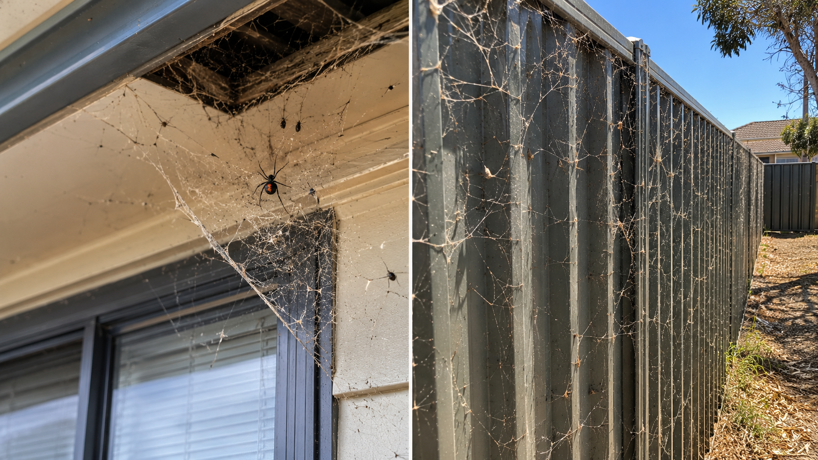 Spider webs around a home